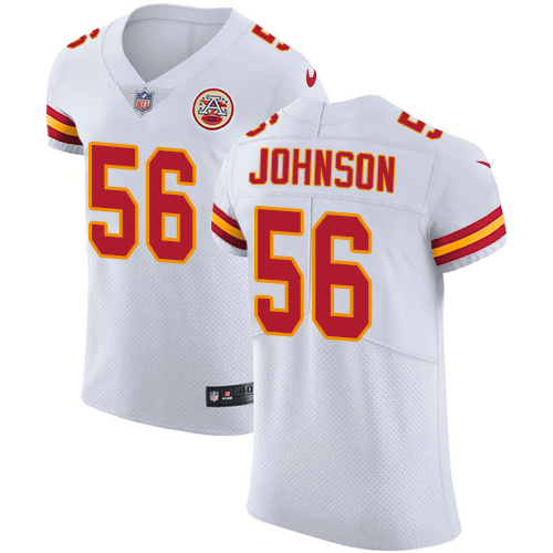 Nike Chiefs #56 Derrick Johnson White Men's Stitched NFL Vapor Untouchable Elite Jersey - Click Image to Close